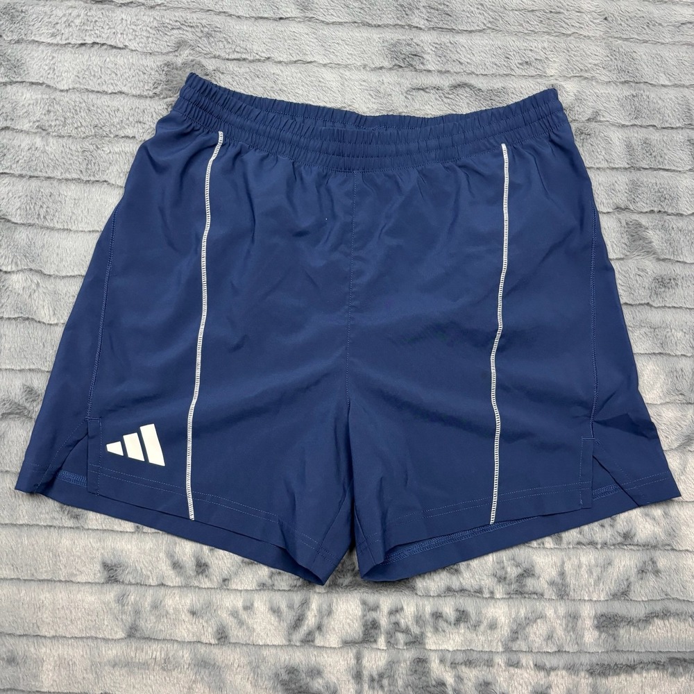 Adidas Utility Run Shorts Mens Medium Navy Blue 5 Inch Inseam JF1541 Sample NEW